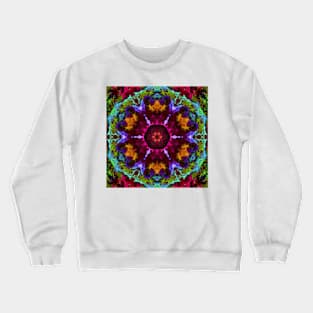 Psychedelic Kaleidoscope Flower Green Purple and Orange Crewneck Sweatshirt